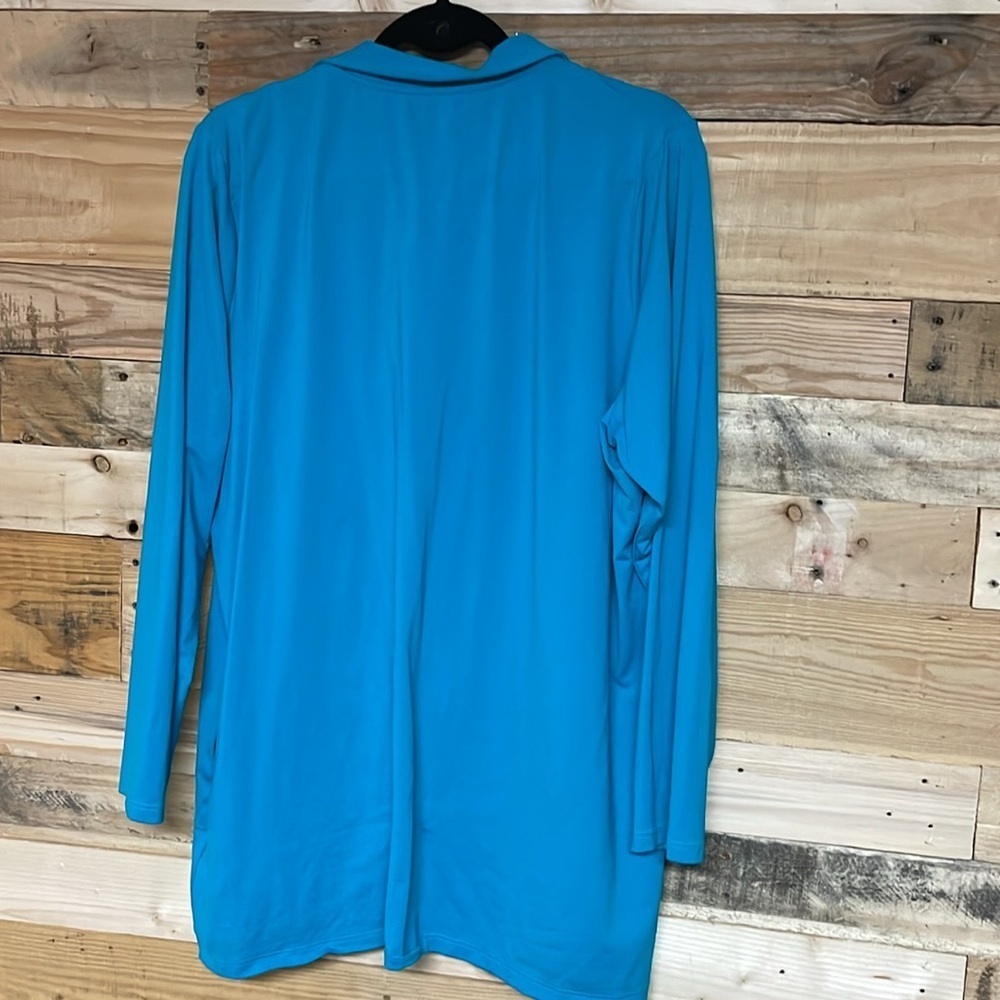 Lands’ End size 1X Vibrant Blue/Teal Full-Zip Lightweight Jacket With Pockets - Picture 7 of 7